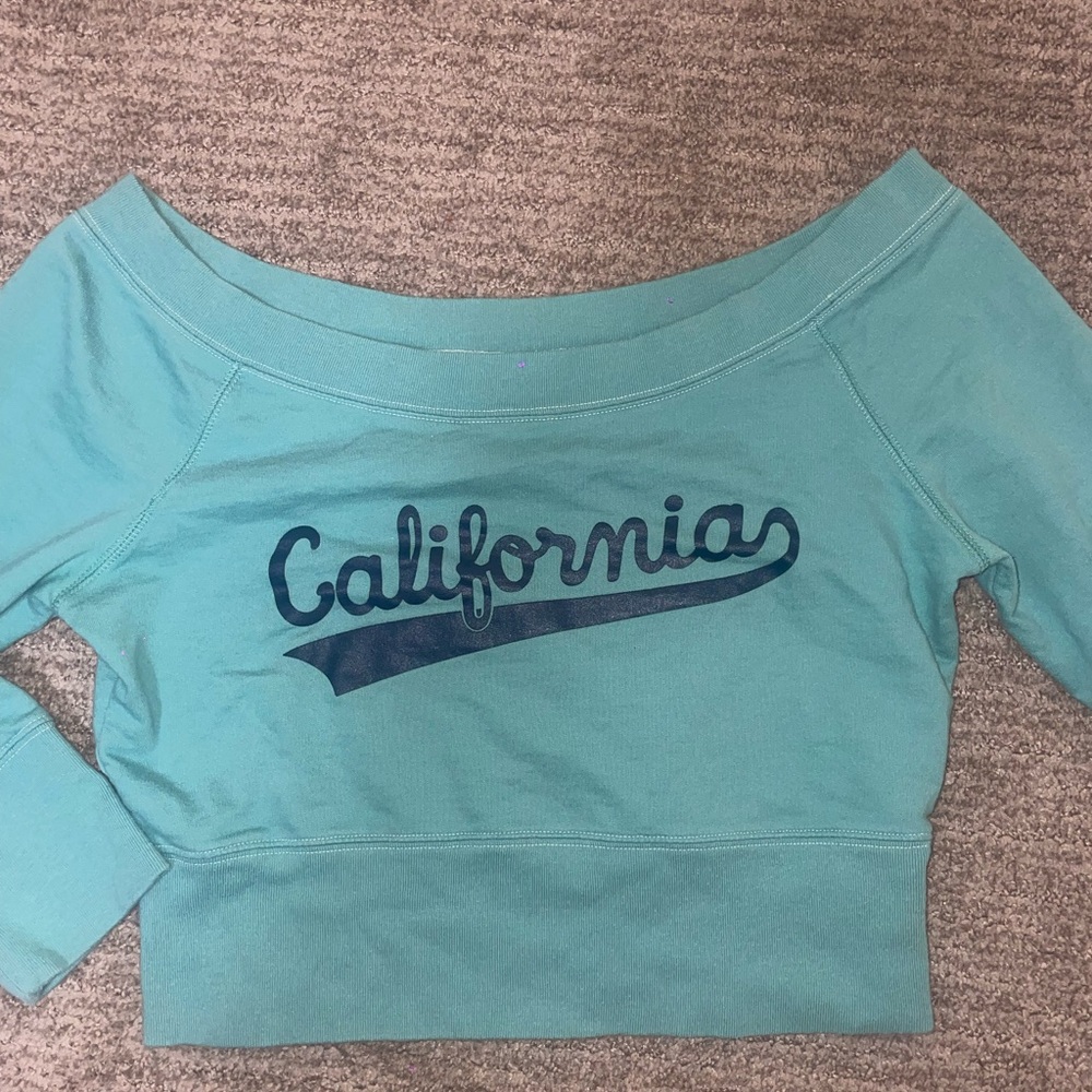 Teal Off-Shoulder Hollister Sweatshirt